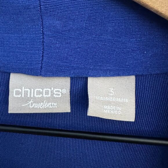 Chicos Travelers Size 3/XL Cobalt Blue Open Front Anti Wrinkle Cardigan - Picture 10 of 11
